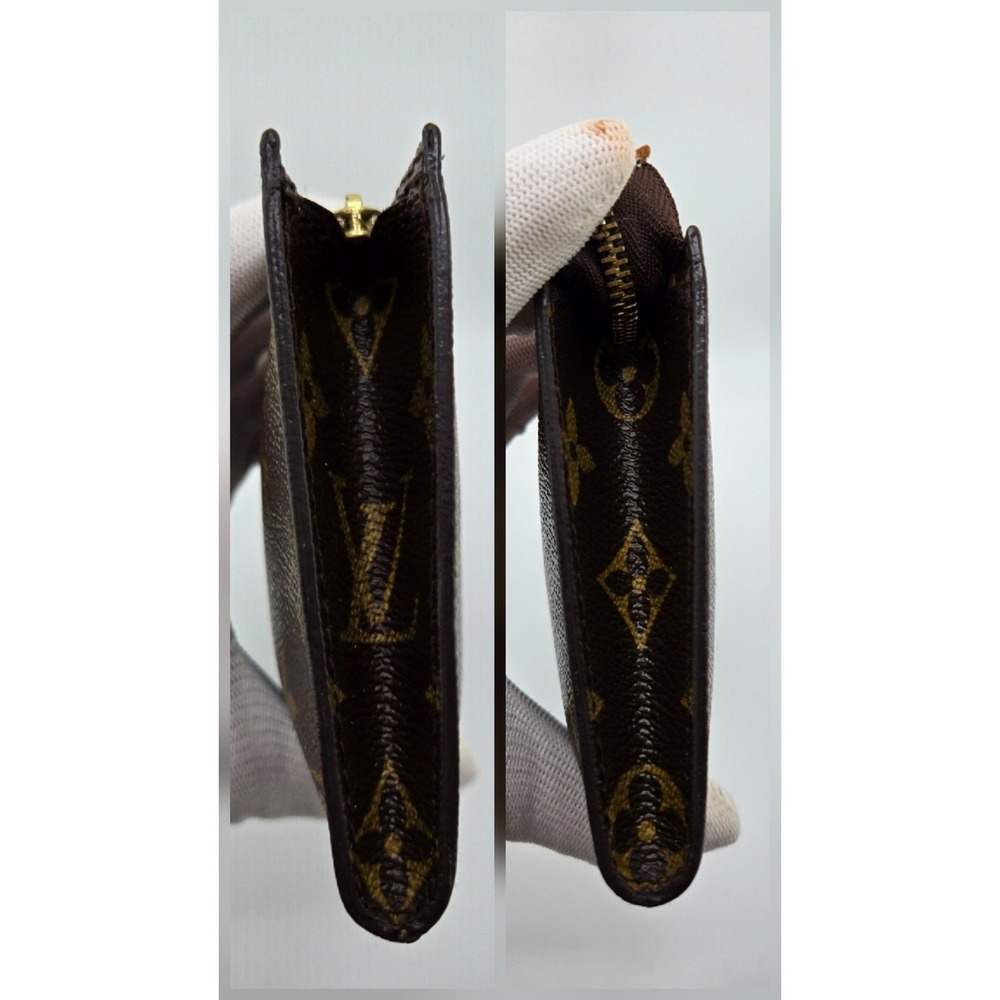 Louis Vuitton Monogram Pouch Brown Coated Canvas Zip Clutch Made in France - Picture 9 of 10